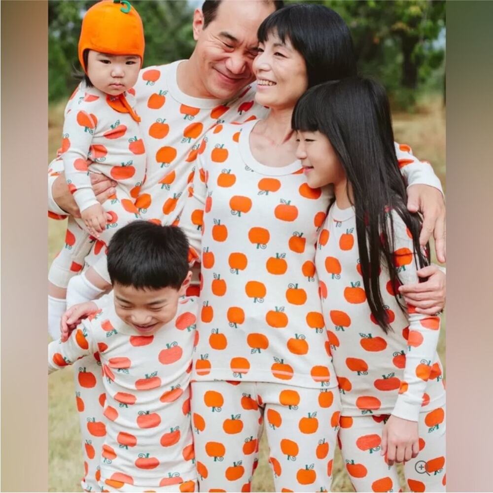Hanna Andersson Pumpkin Long Johns Pajamas Jack o Lantern Halloween Fall 160 /14